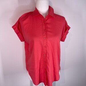 Premise Coral Linen Button Down Shirt size XS